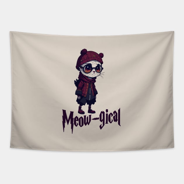 Meowgical Magic Black Cat Tapestry by hippohost