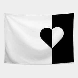 black and white heart Tapestry