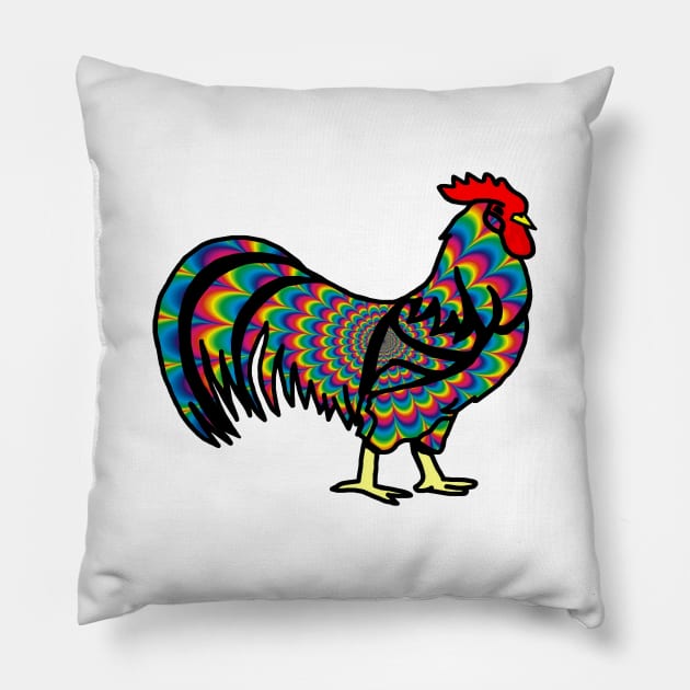 Psychedelic Rooster Pillow by imphavok