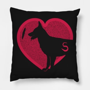 Minimalistic Red Heart I Love German Shepherds simple Black Background Pillow