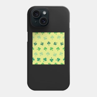 Rows of pattern filled Shamrocks, Saint Patricks Day on yellow Phone Case