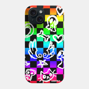 Neon Scribble Checkerboard Phone Case