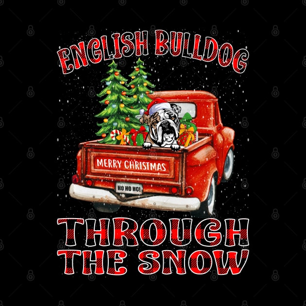 Christmas English Bulldog Through The Snow Dog Santa Truck Tree by intelus