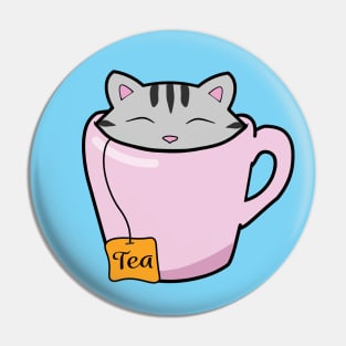 Cute cat in a tea cup Pin