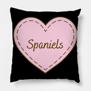 I Love Spaniels Simple Heart Design Pillow