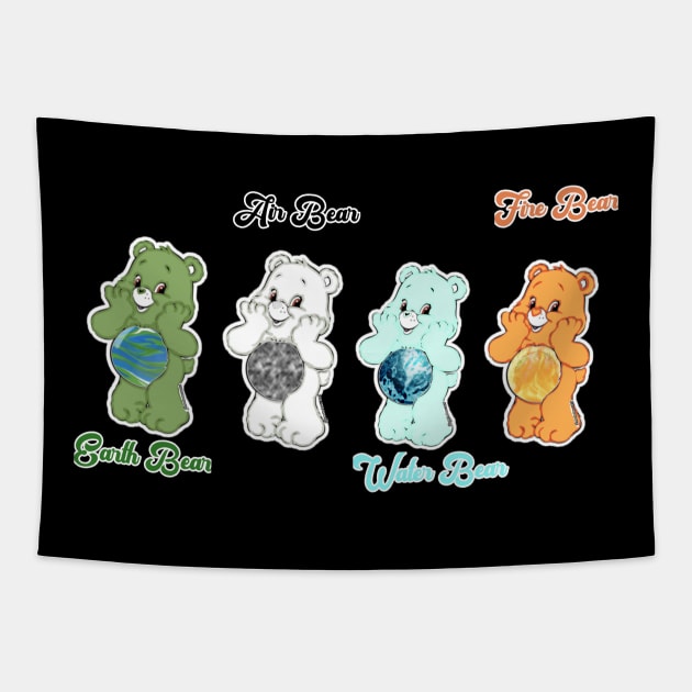 Zodiac Element Bears Tapestry by Lewd Crude Never Rude