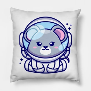 Cute baby mouse wearing an astronaut suit, cartoon character Pillow