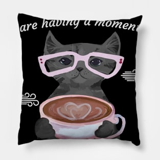 My Coffee And I Are Having A Moment - Funny Cat Pillow