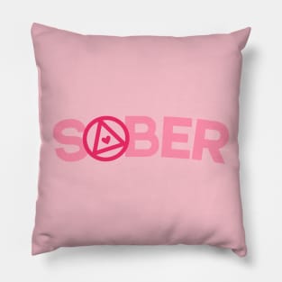 Pink Sober and AA Symbol Pillow