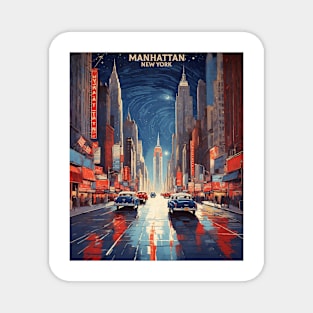 Manhattan New York Starry Night United States of America Tourism Vintage Magnet