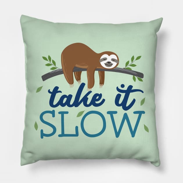 Take it Slow Cute Sloth Pillow by sentinelsupplyco