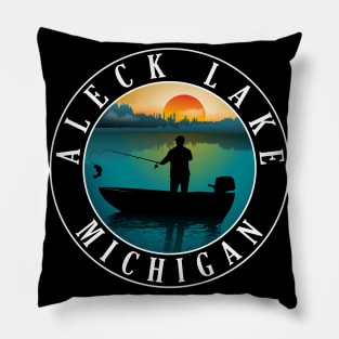 Aleck Lake Fishing Michigan Sunset Pillow