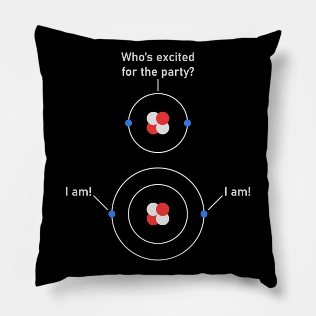 Science Chemistry Nerdy Excited Electrons Atom Pillow by Zeeph