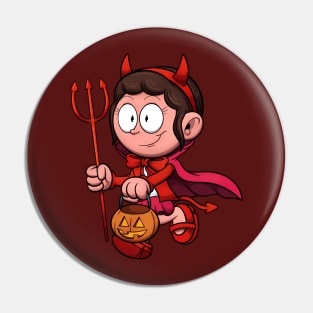 Kid In Devil Costume Trick Or Treating Pin