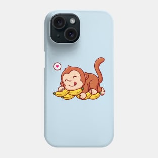 Cute Monkey Laying On Banana Cartoon Phone Case