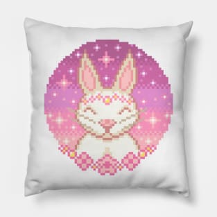 Kawaii bunny pixel art Pillow