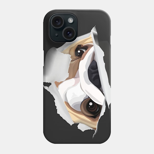 Cute Bulldog Hiding Design Phone Case by STUDIOVO