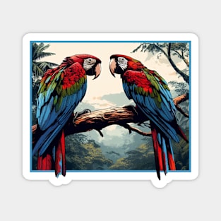 Exotic Colorful Macaws Magnet