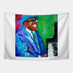 Blues and jazz pianist oil painting Tapestry