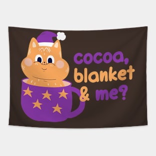 Cocoa, blanket & me? | Christmas Kitty Design Tapestry