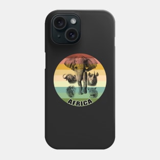 Big Five of Africa on Vintage Retro Africa Sunset Phone Case