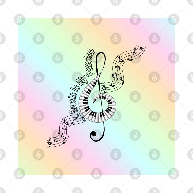 Treble Clef Piano - Musical Notes by Designoholic