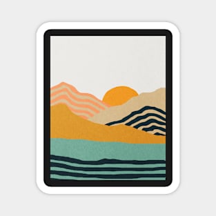 Abstract landscape, Retro, Mid century art Magnet