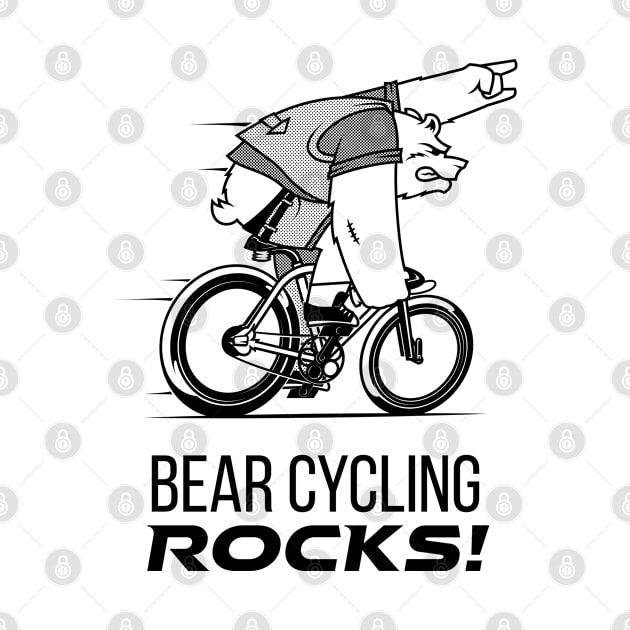 Bear Cycling Rocks with rocking finger sign riding bicycle very fast by ActivLife