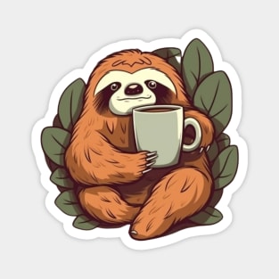 Sloth with coffee Magnet