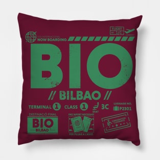 Vintage Bilbao BIO Airport Code Travel Day Retro Travel Tag Spain Basque Pillow