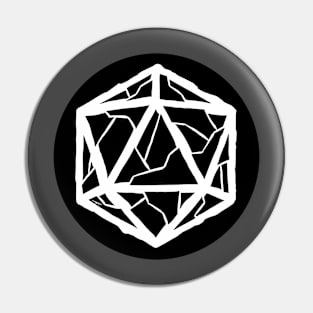 d20 white on black circle Pin