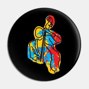 Pop Art Style Acoustic Bass Musician Pin