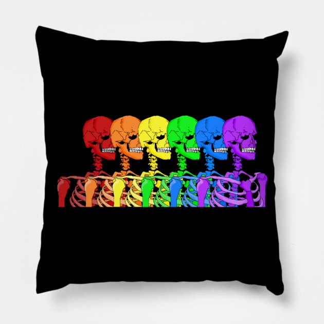 Gay Skeleton Rainbow Pillow by KangarooZach41