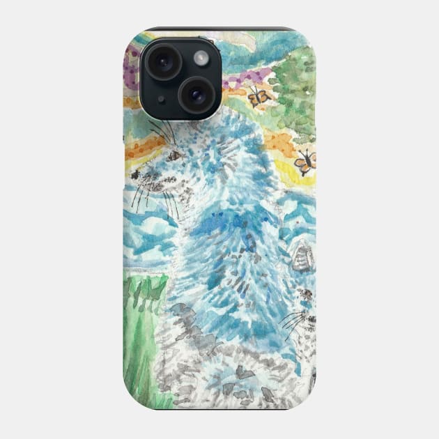 Blue fox butterflies Phone Case by SamsArtworks