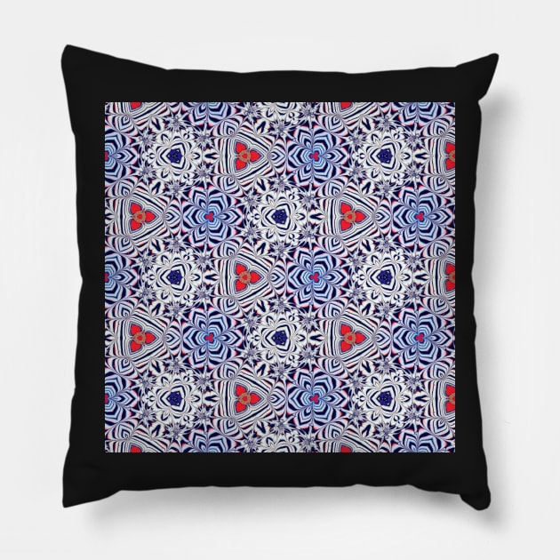 Blue and red pattern Pillow by Annabellepaints