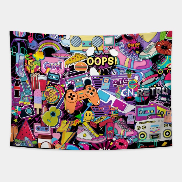 Collage 90s Kid Sticker Collection Wall - 90s Kid - Magnet