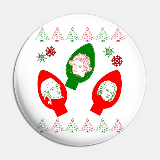 Music Composer Ugly Christmas Sweater Tee Pin by celtgirlz