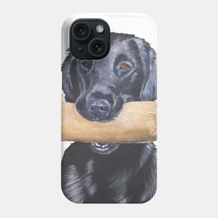 Flatcoated retriever with dumbbell Phone Case