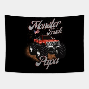 Monster Truck Papa USA American Flag Tapestry