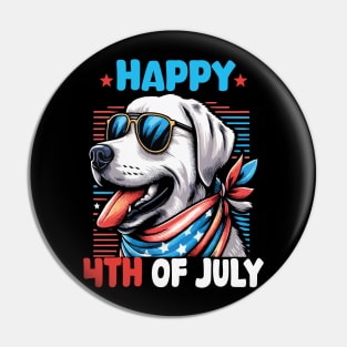 Happy 4th of July Patriotic American Labrador Retriever Cute Pin