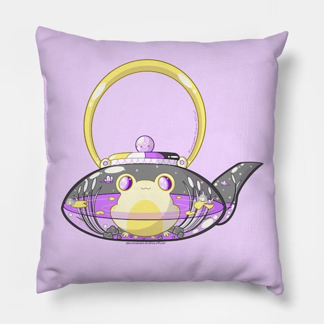 LGBT Communi-Tea Non-binary Pride Pillow by BunnyBees Studios