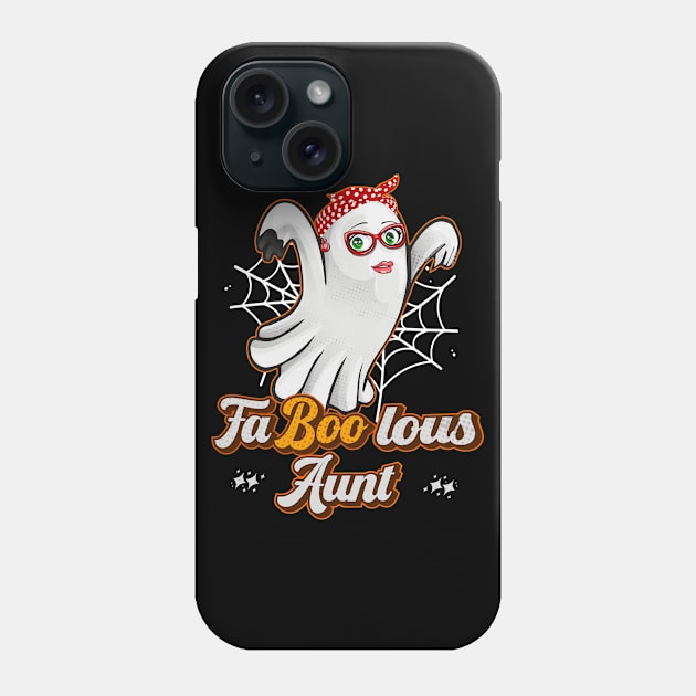 Fa-Boo-Lous Fabulous Aunt Cute Halloween Ghost Auntie Phone Case by Rebrand