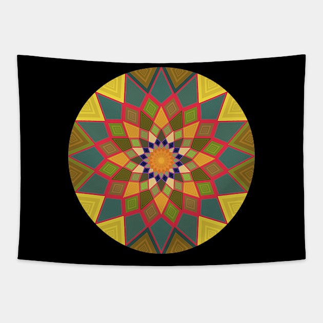 Yellow mandala folklore art Tapestry by Bailamor