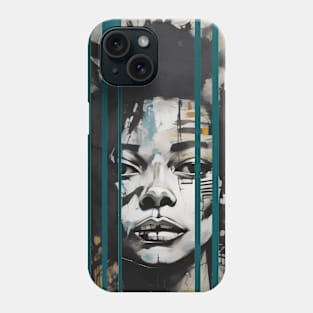 Basquiat style afro girl with cat ears painting Phone Case