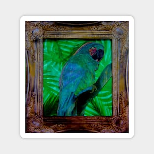 TROPICAL PARROT IN ORNATED GOLD FRAME DECO POSTER ART PRINT Magnet