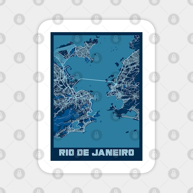 Rio De Janeiro - Brazil Peace City Map Magnet by tienstencil