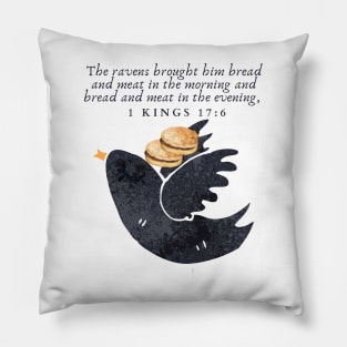 Raven and bread Pillow