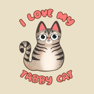 I Love My Tabby Cat Fluffy Brown Kitty Little Tiger Kawaii Chibi T-Shirt