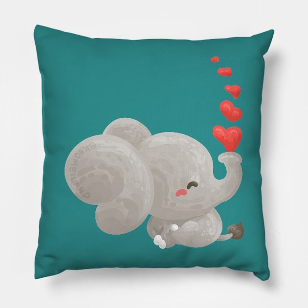 Elephant with Valentine Mood Pillow by Khotekmei