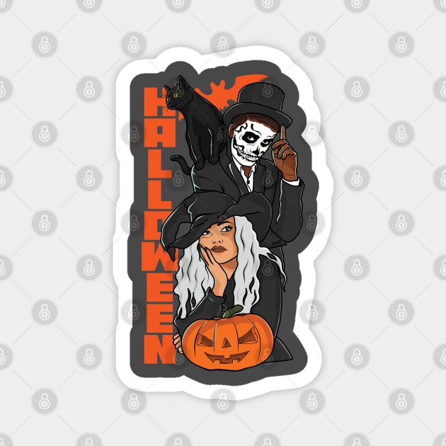 halloween couple Magnet by Eliane Lamoglia